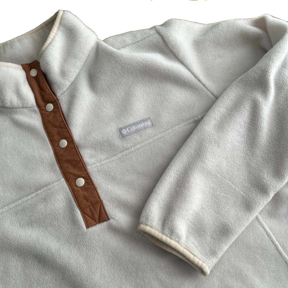 Columbia Fleece Half Snap Women's Sz 2X Pullover Cream Walk Run